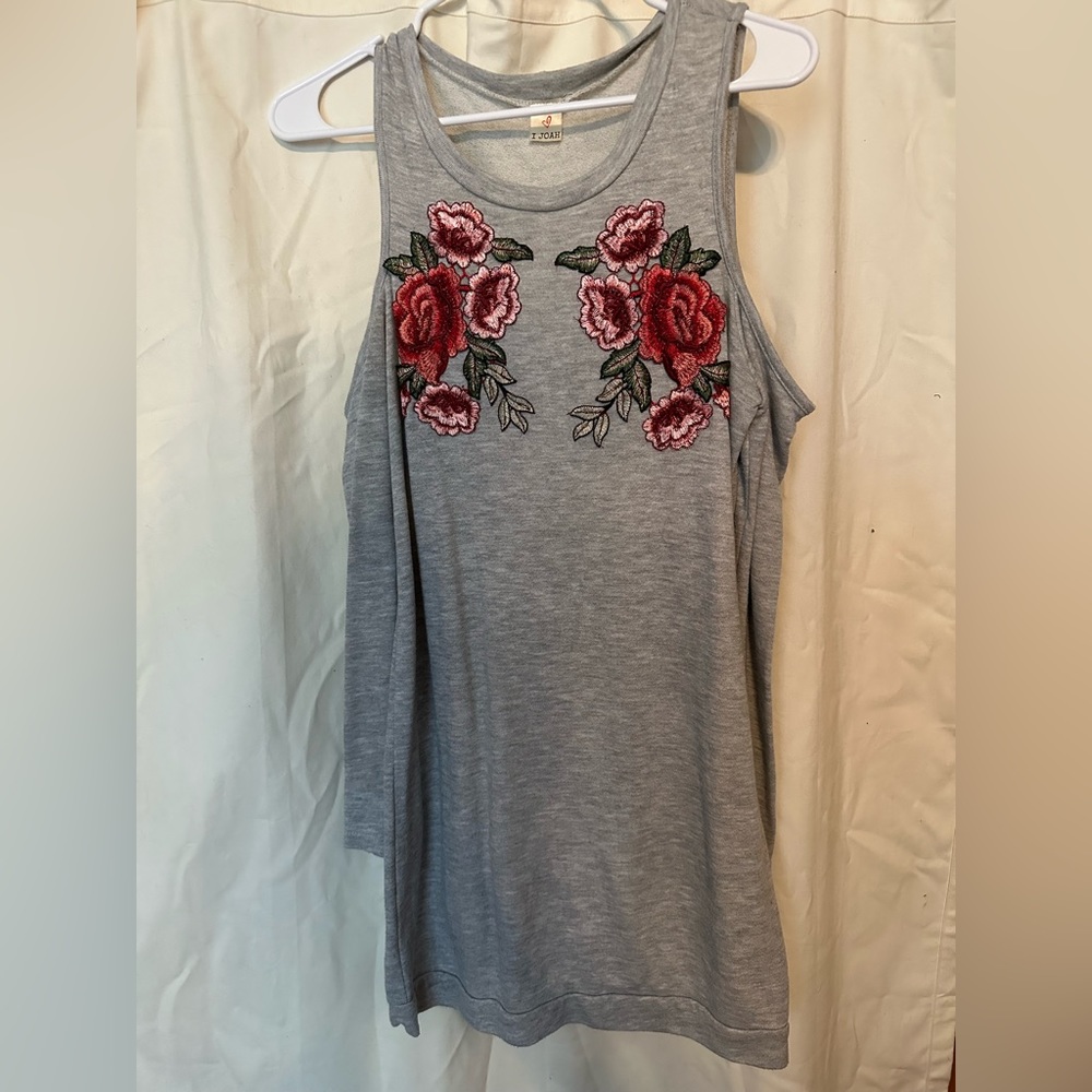 Grey cold shoulder embroidered dress